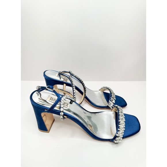 Badgley Mischka Sandals Size 9.5 Blue Marilee Open Toe Embellished Heels - Picture 4 of 14